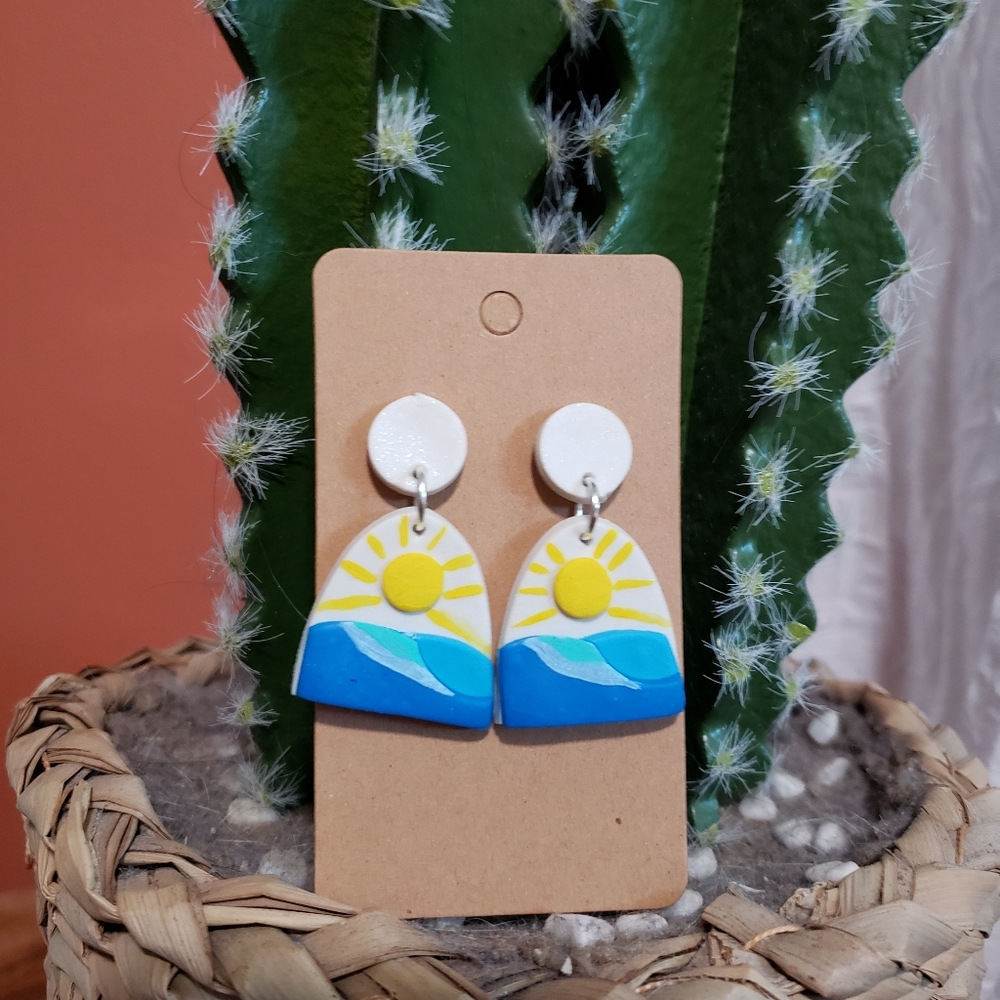 Beachy sunrise polymer clay earrings